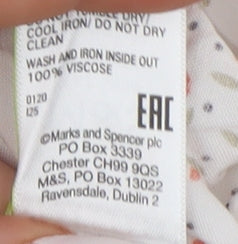 Marks and Spencer Floral White Blouse, Size 14, Spring Chic