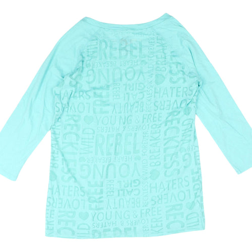 NRG Blue Women's XL Basic Rebel T-Shirt, 3/4 Sleeve