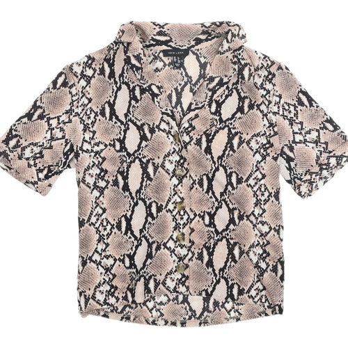New Look Women's Multicoloured Animal Print Button-Up Shirt