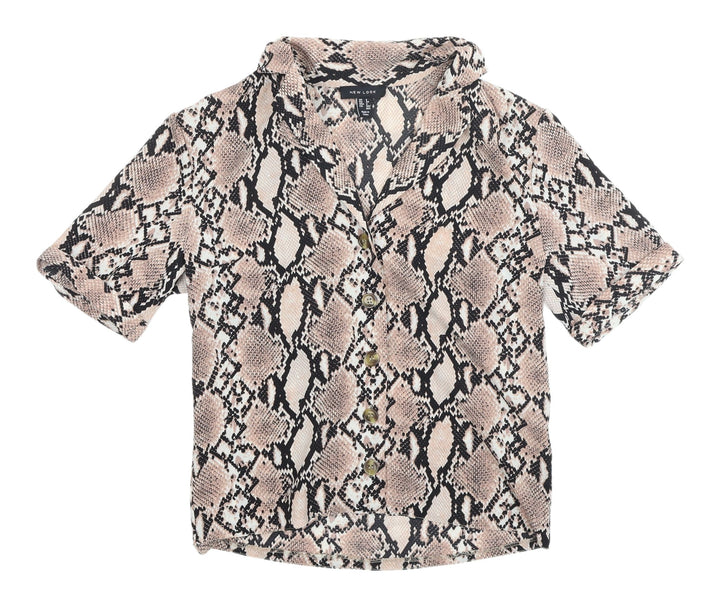 New Look Women's Multicoloured Animal Print Button-Up Shirt