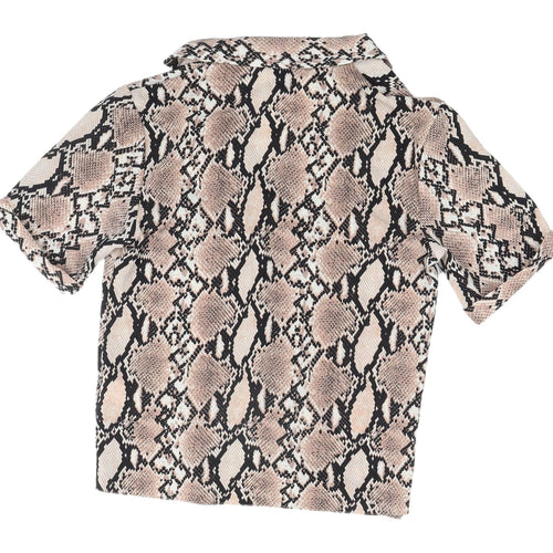New Look Women's Multicoloured Animal Print Button-Up Shirt