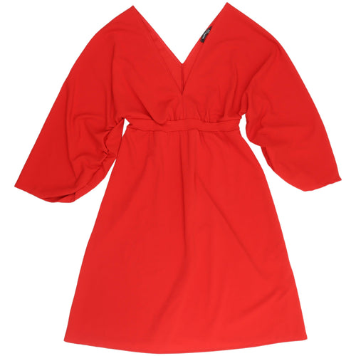 Boohoo Red V-Neck A-Line Dress, UK 10