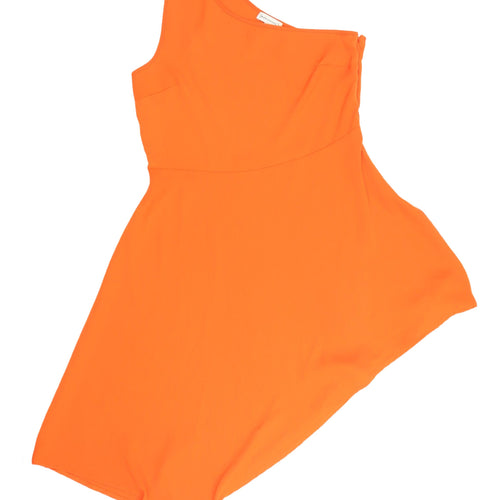 Warehouse Women's Orange One Shoulder Asymmetric Dress 12
