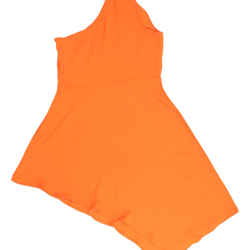 Warehouse Women's Orange One Shoulder Asymmetric Dress 12