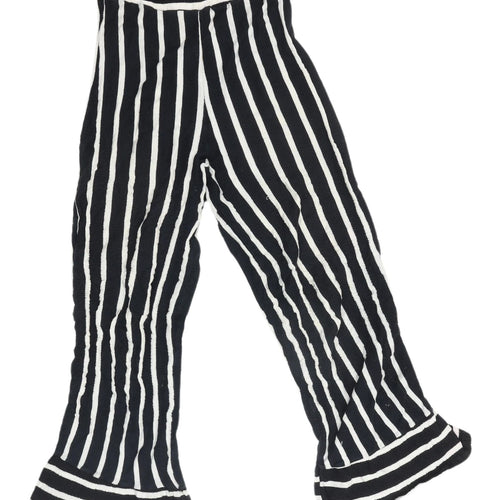Pull & Bear Women's Striped Flared Trousers Black S