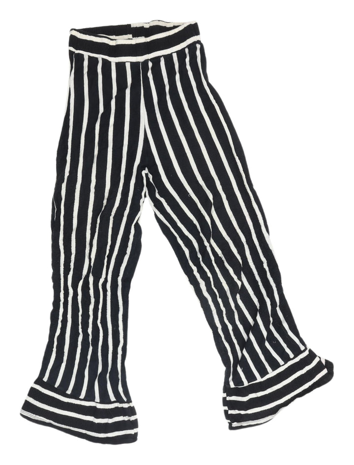 Pull & Bear Women's Striped Flared Trousers Black S