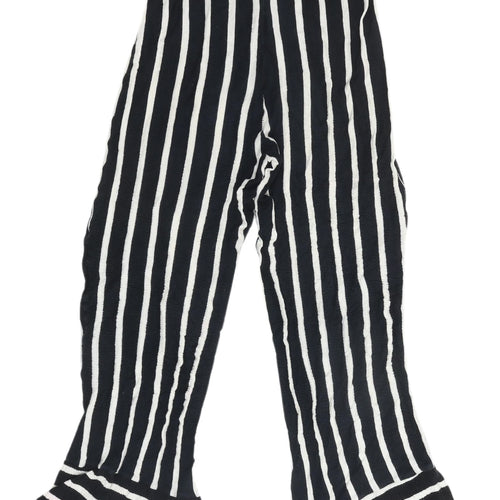Pull & Bear Women's Striped Flared Trousers Black S