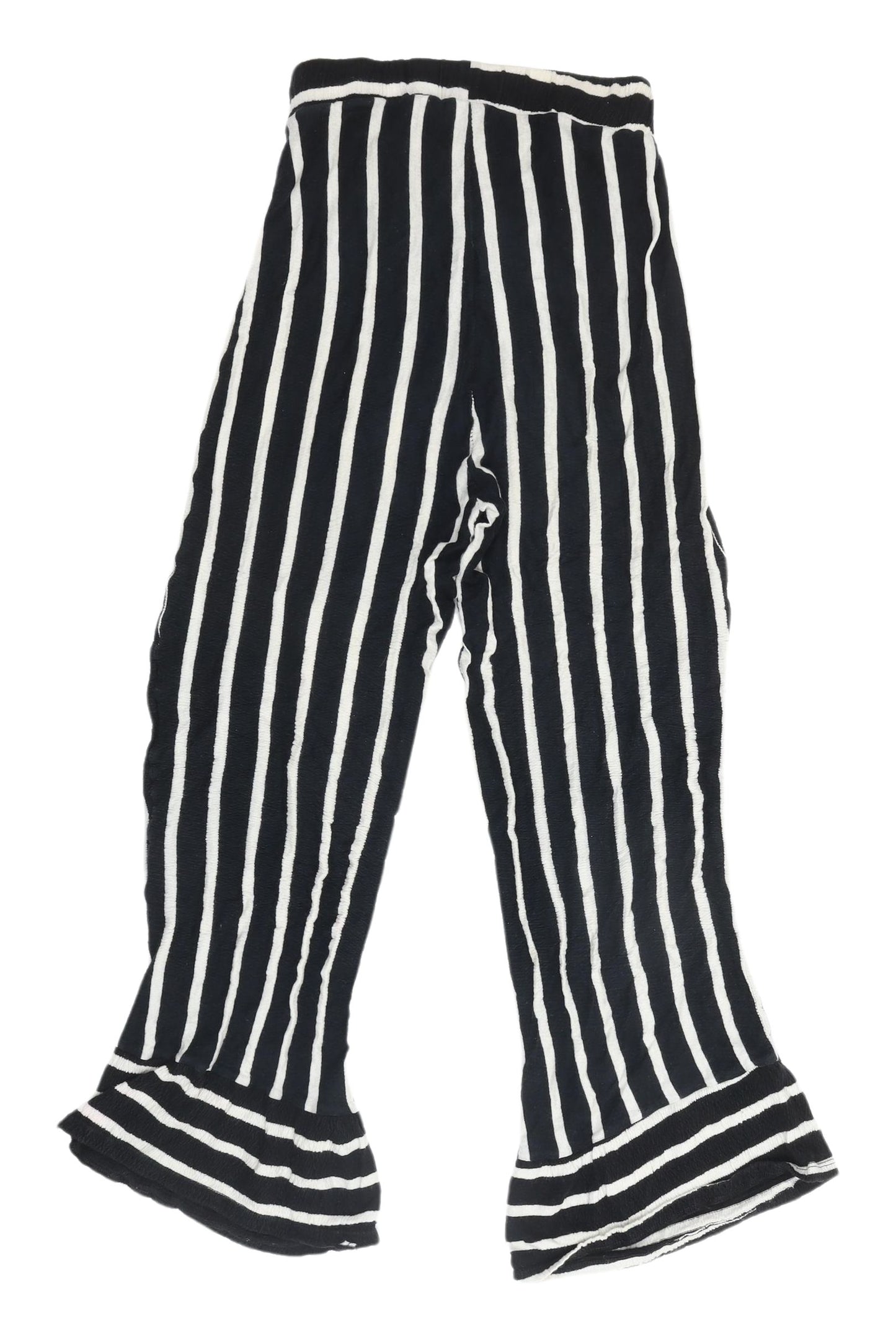 Pull & Bear Women's Striped Flared Trousers Black S