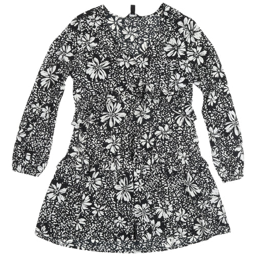 New Look Women's Black Floral A-Line Dress, Size 12, Spring