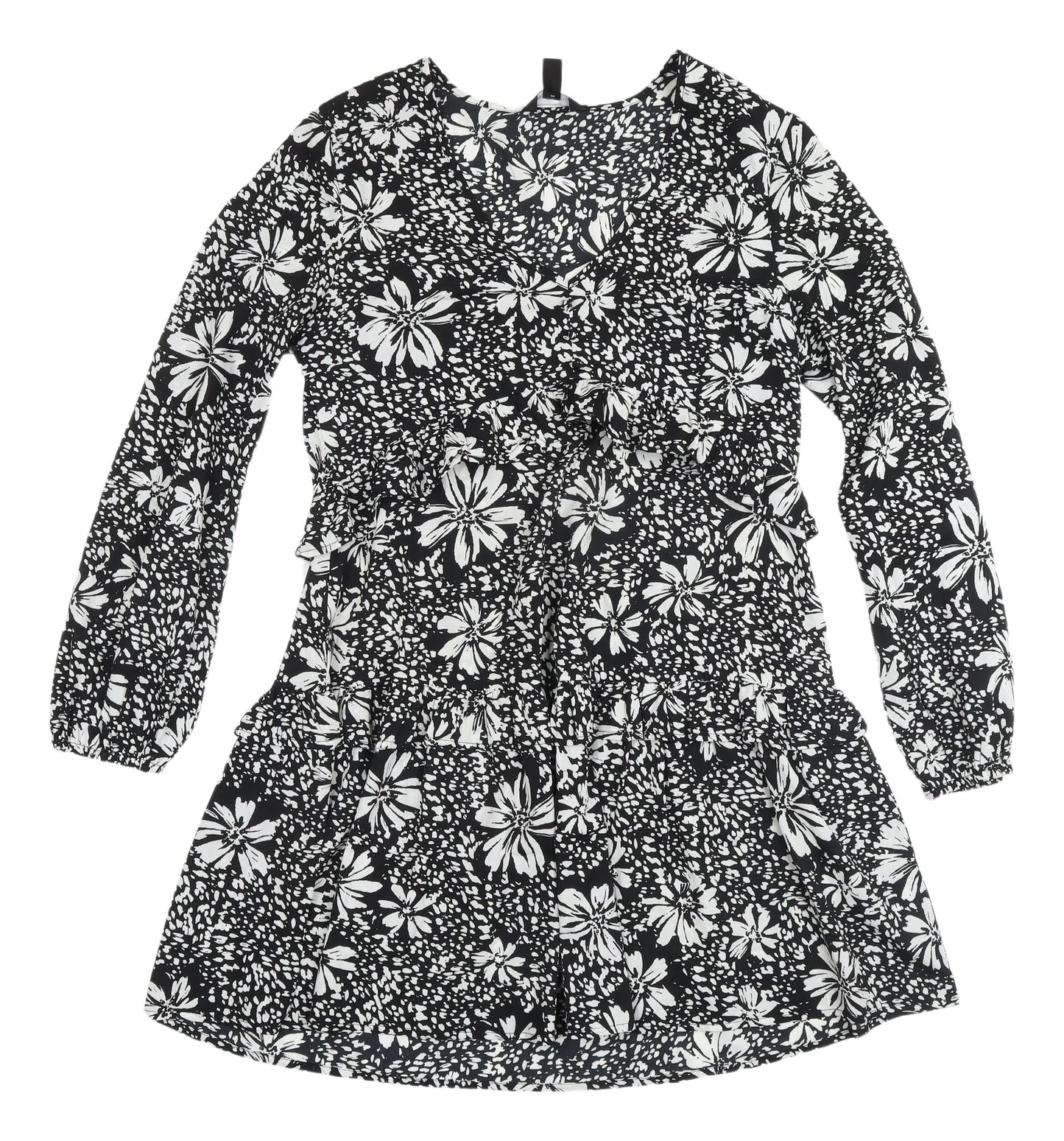 New Look Women's Black Floral A-Line Dress, Size 12, Spring