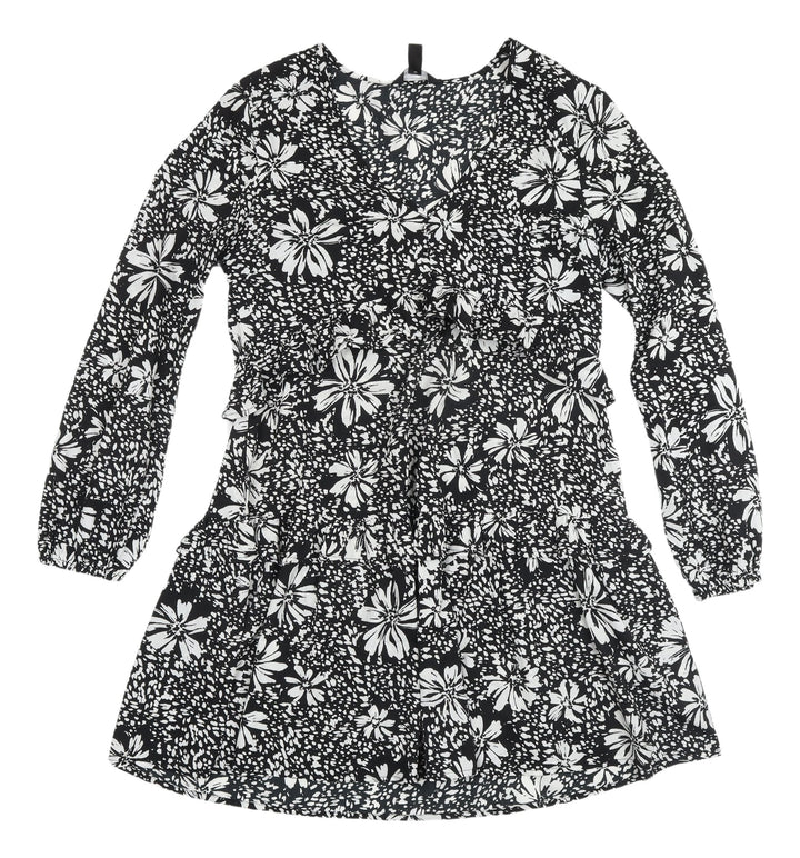 New Look Women's Black Floral A-Line Dress, Size 12, Spring