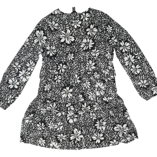 New Look Women's Black Floral A-Line Dress, Size 12, Spring