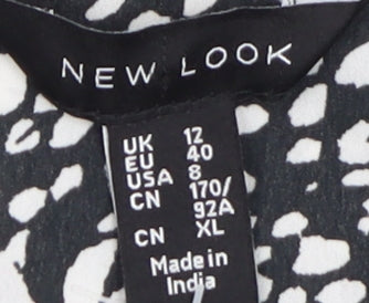 New Look Women's Black Floral A-Line Dress, Size 12, Spring