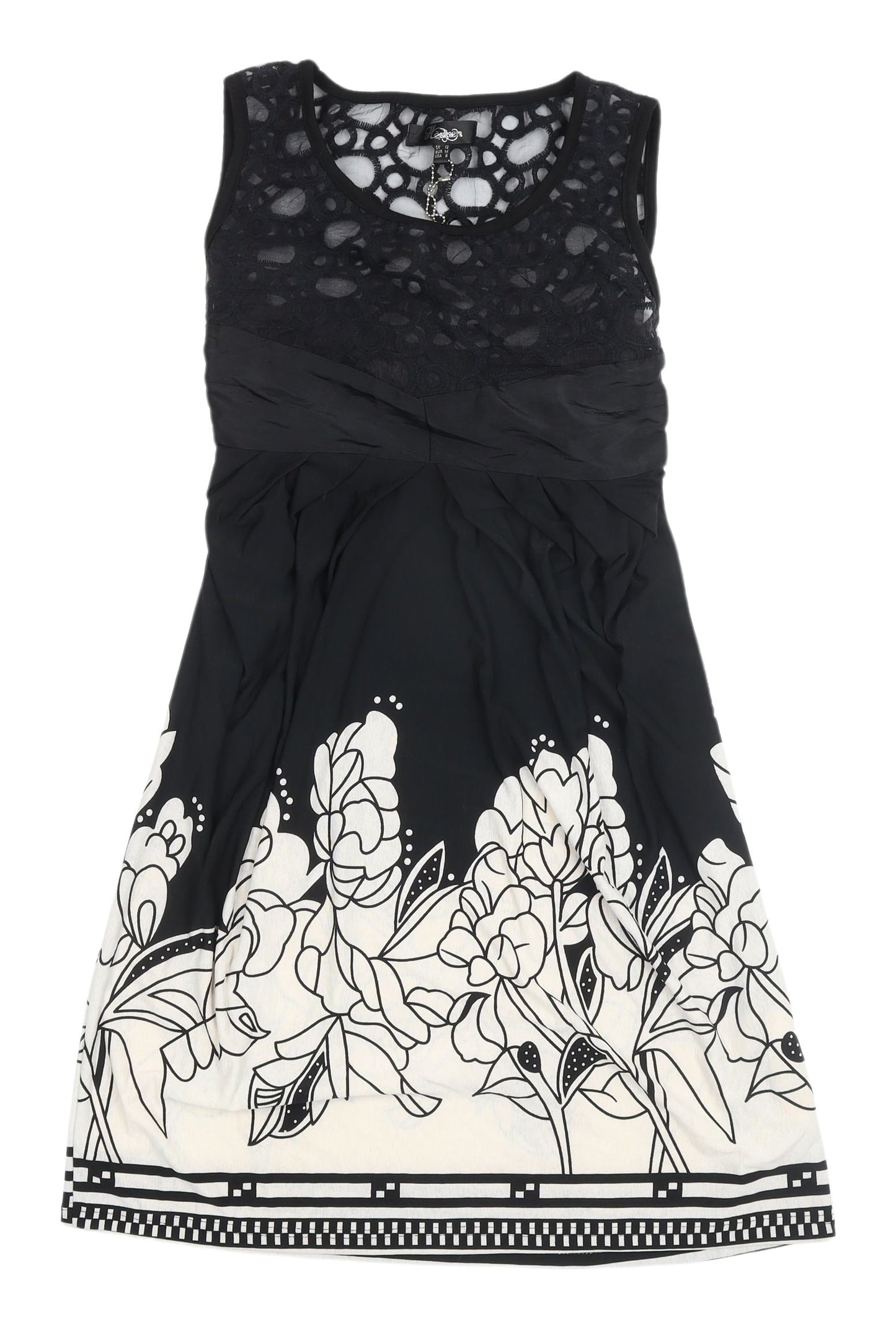 Heaven Women's Black & White Sleeveless Dress, Size 12
