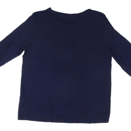 Encuentro Blue Sequin T-Shirt Women L 3/4 Sleeve