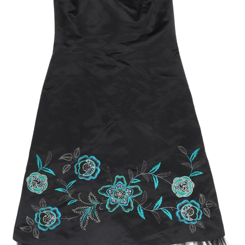 Début Women's Black Floral Strapless A-Line Dress