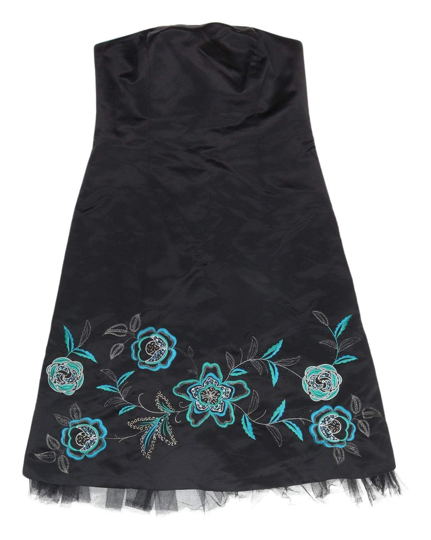 Début Women's Black Floral Strapless A-Line Dress