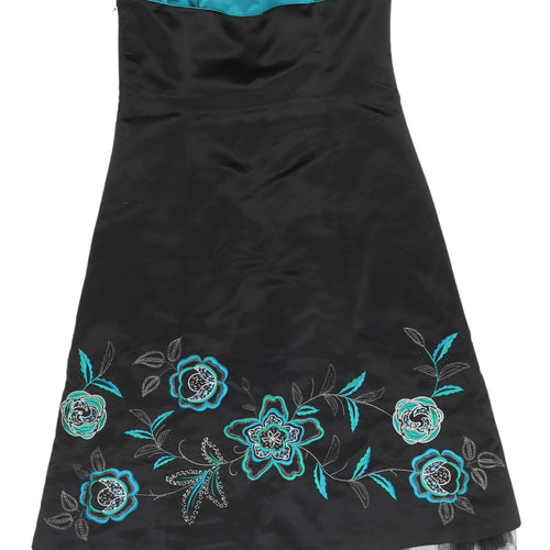 Début Women's Black Floral Strapless A-Line Dress