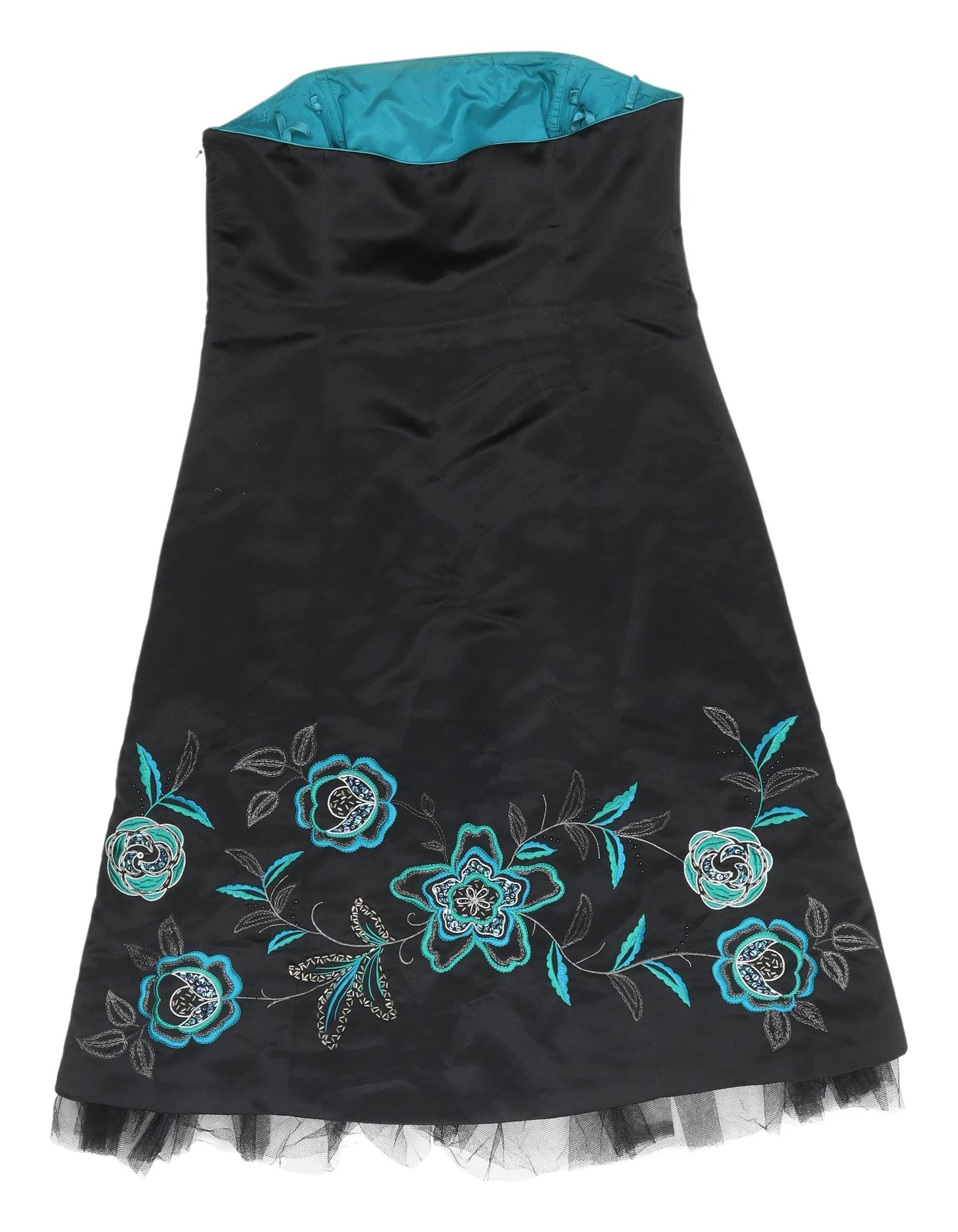 Début Women's Black Floral Strapless A-Line Dress