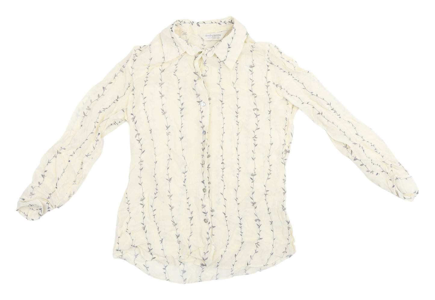 Dorothy Perkins Beige Collared Long Sleeve Blouse 14