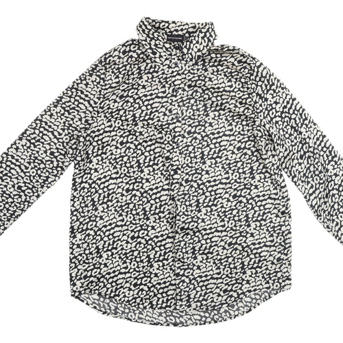 PrettyLittleThing Women's Black Animal Print Shirt UK 10