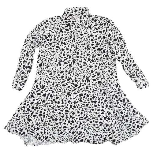 Apricot Women's Black & White Shirt Dress - Size 12