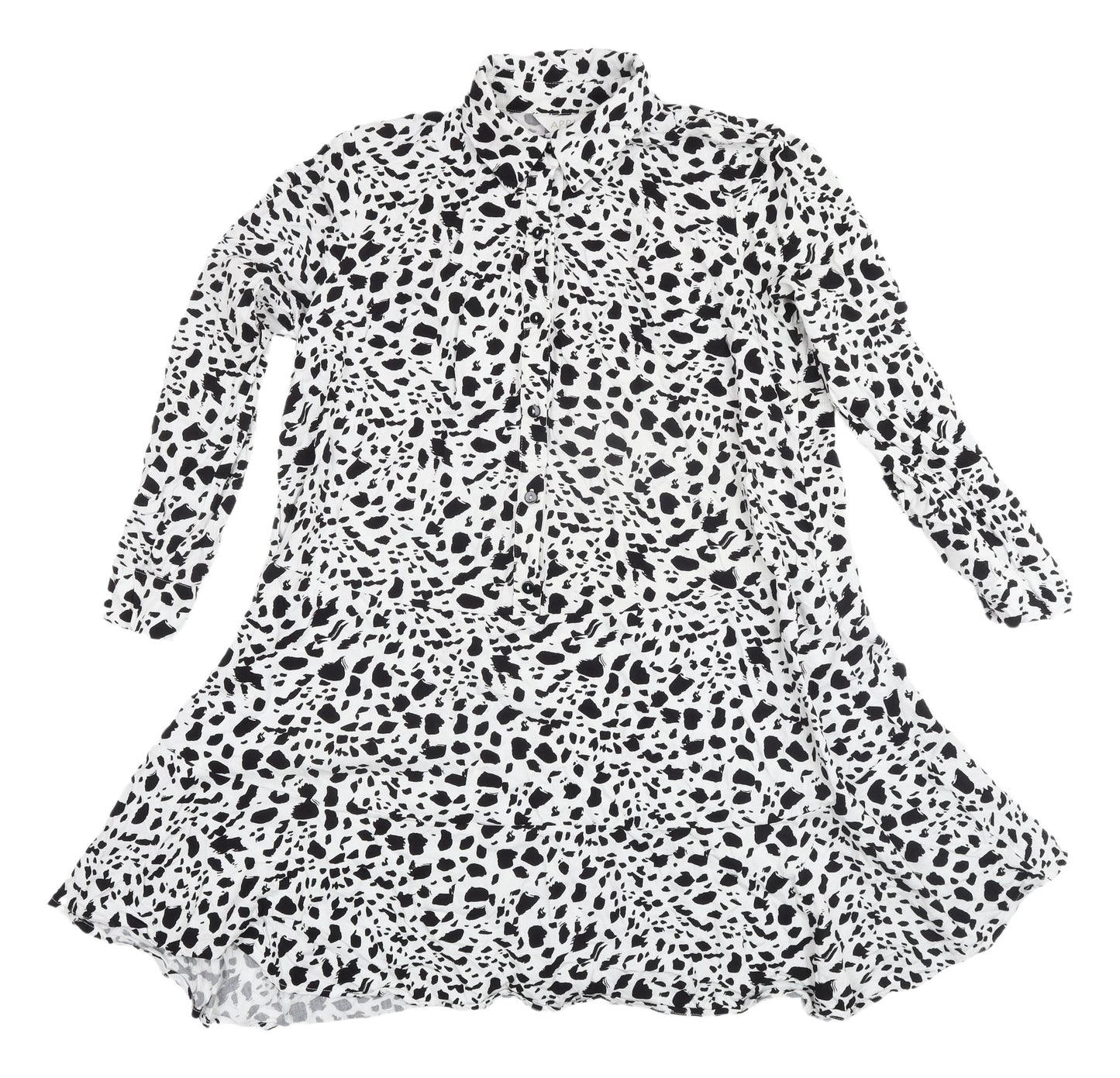 Apricot Women's Black & White Shirt Dress - Size 12