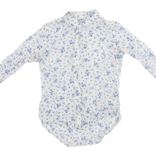 Jack Wills Women's White Floral Collared Shirt UK 6
