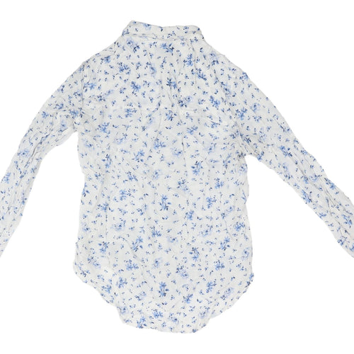 Jack Wills Women's White Floral Collared Shirt UK 6