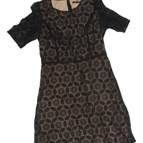 Next Women's Black Geometric Shift Dress Size 14