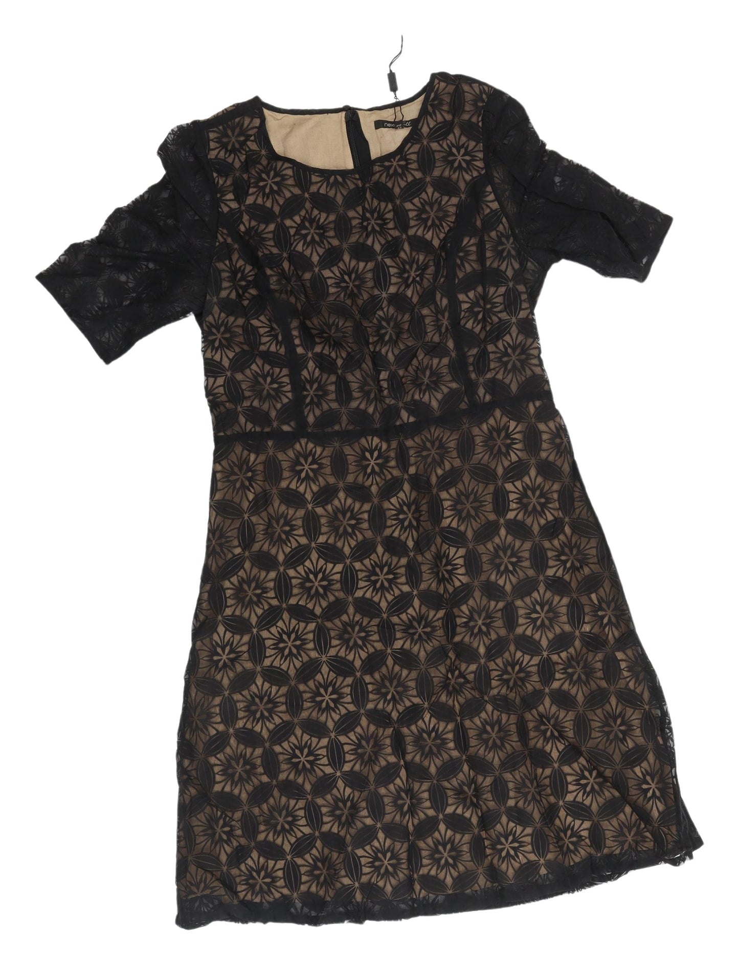 Next Women's Black Geometric Shift Dress Size 14