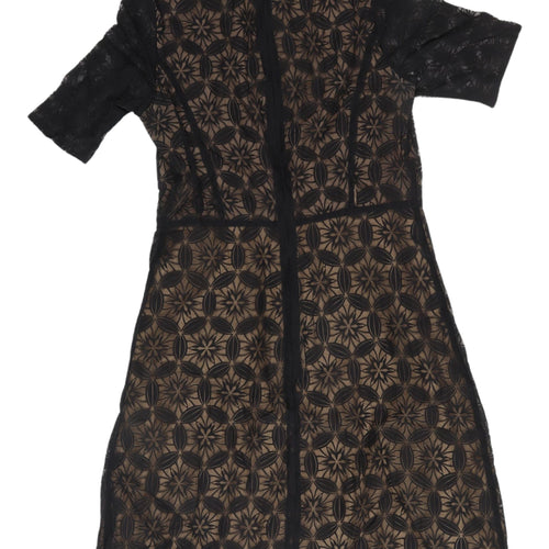 Next Women's Black Geometric Shift Dress Size 14