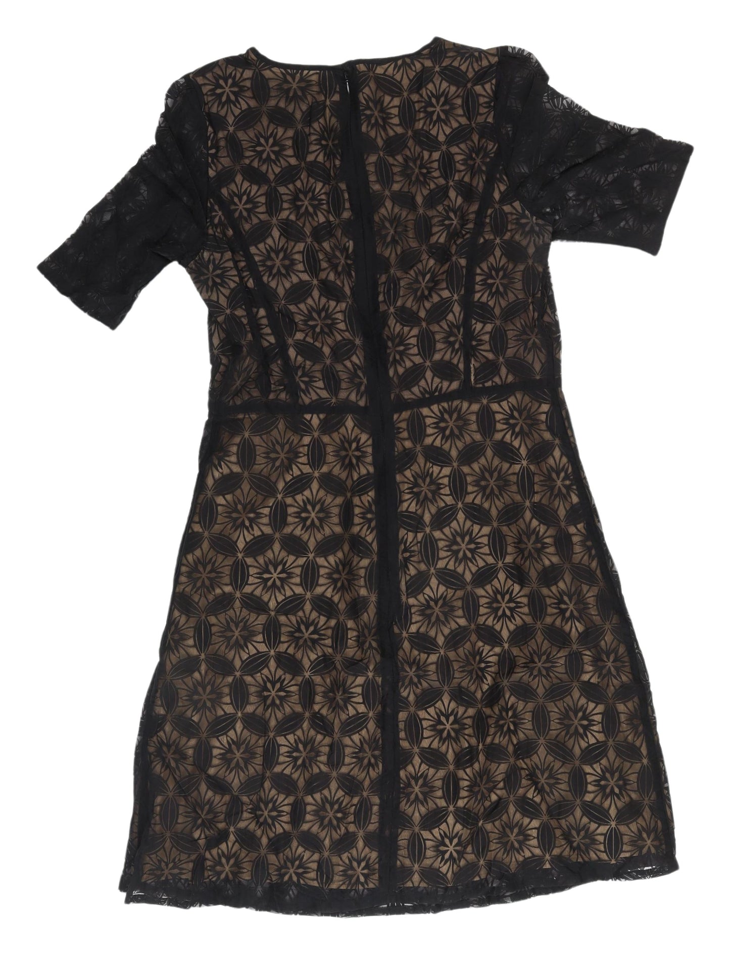 Next Women's Black Geometric Shift Dress Size 14