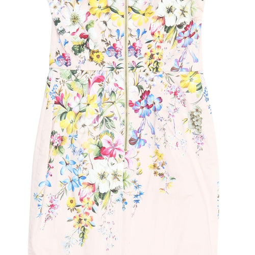 Oasis Women's Multicoloured Floral Bodycon Dress - Size 10