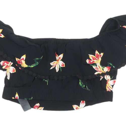 Miss Selfridge Women's Black Floral Cropped Top UK 6