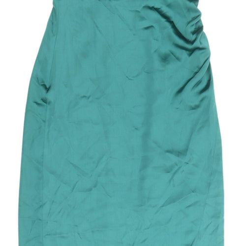 Zara Women's Green Satin Slip Dress UK 8