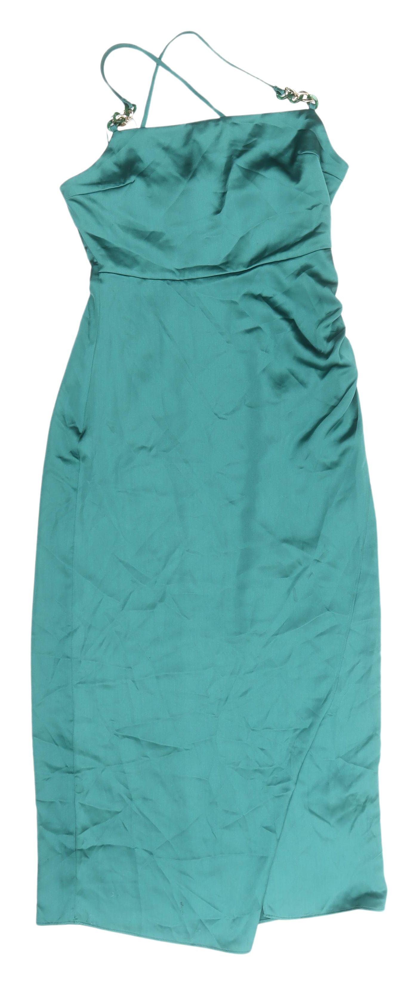 Zara Women's Green Satin Slip Dress UK 8