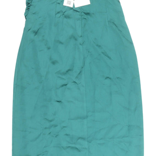 Zara Women's Green Satin Slip Dress UK 8