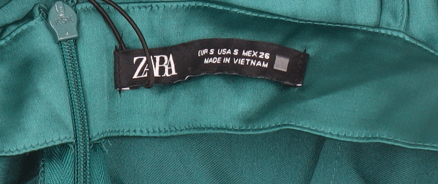 Zara Women's Green Satin Slip Dress UK 8