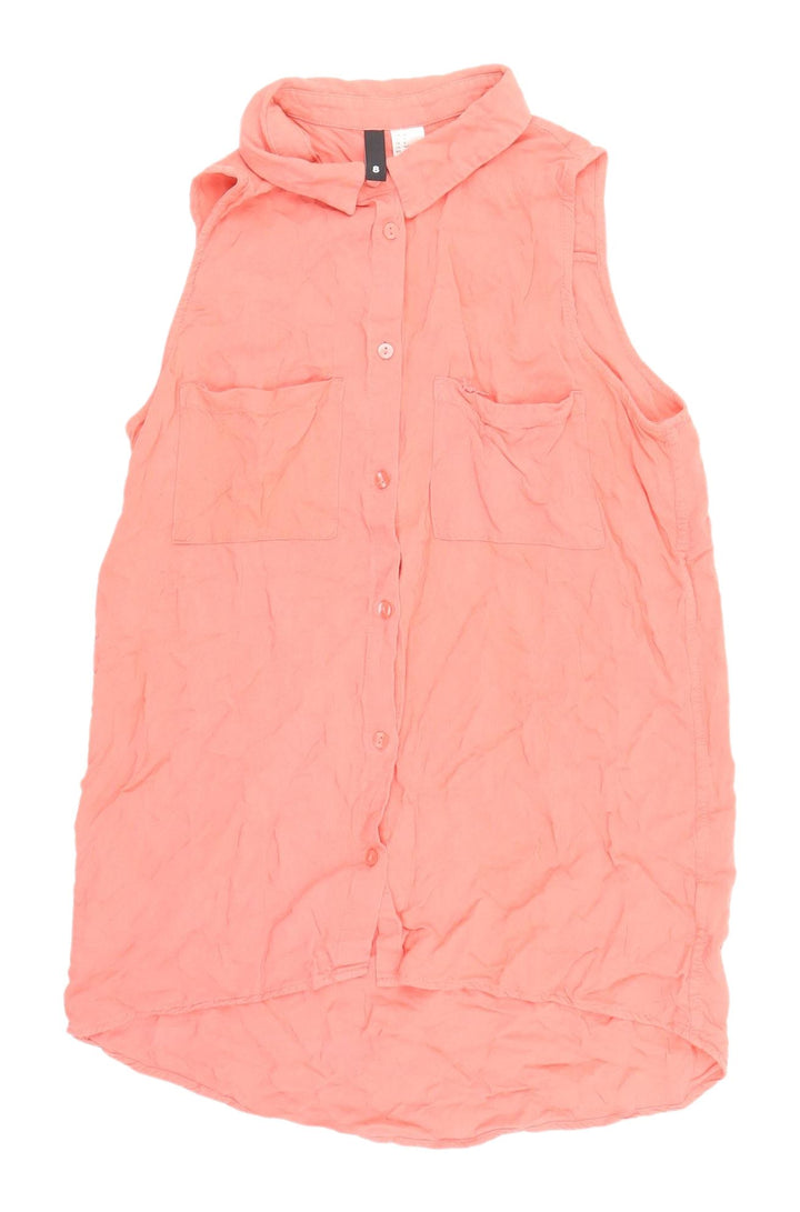 H&M Women's Pink Sleeveless Button-Up Top UK 6