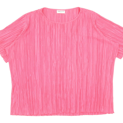 Bonmarché Women's Pink XL Blouse Short Sleeves