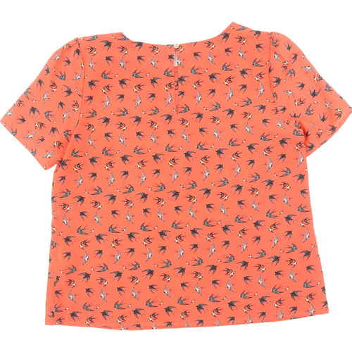 Oasis Women's Orange Bird Print Blouse, Size 14