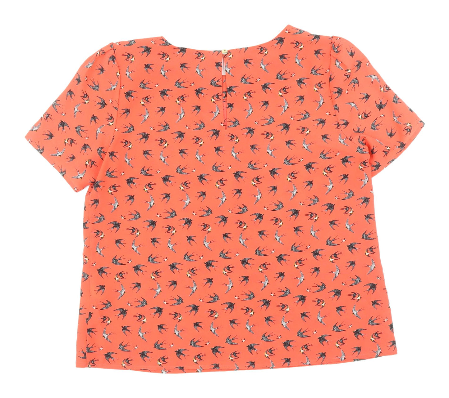 Oasis Women's Orange Bird Print Blouse, Size 14