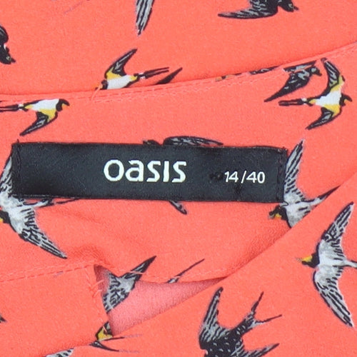 Oasis Women's Orange Bird Print Blouse, Size 14