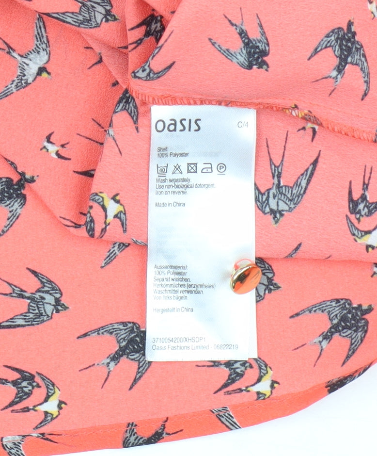 Oasis Women's Orange Bird Print Blouse, Size 14