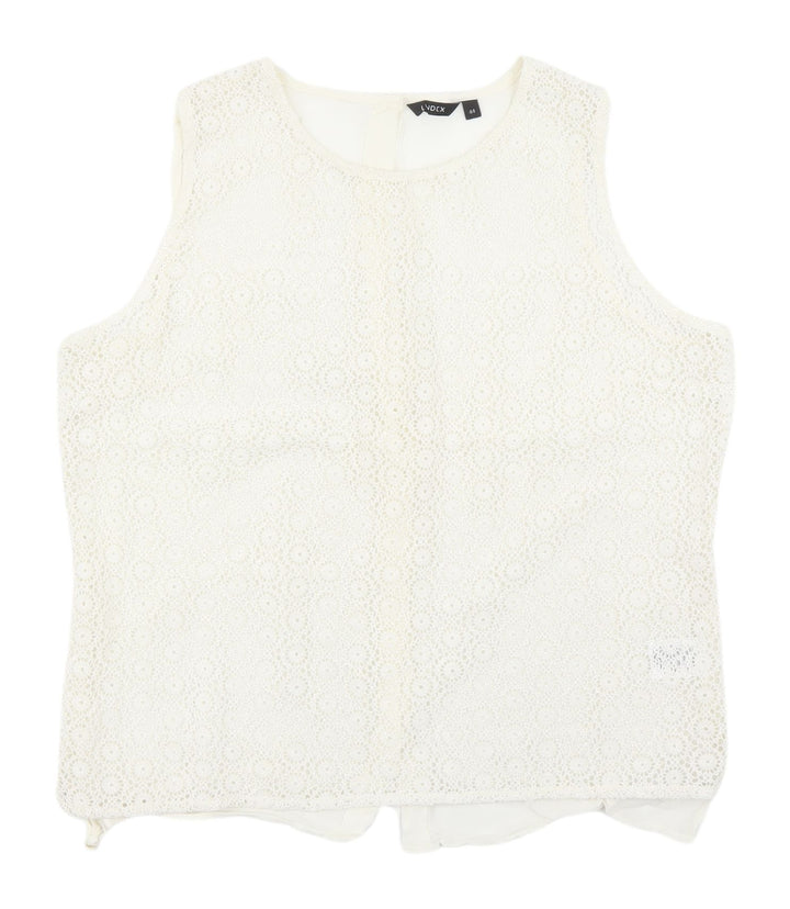 LVDEX Women's Ivory Lace Sleeveless Blouse Size 16