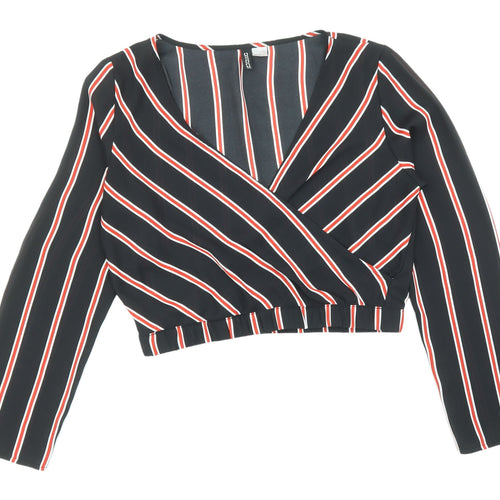 H&M Women's Multicoloured Striped Wrap Blouse Size 12