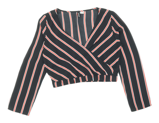 H&M Women's Multicoloured Striped Wrap Blouse Size 12