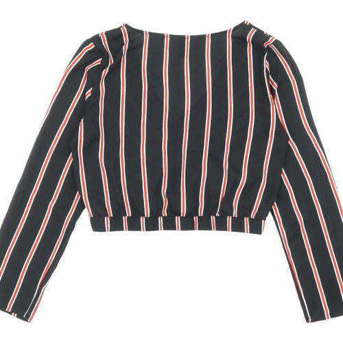 H&M Women's Multicoloured Striped Wrap Blouse Size 12