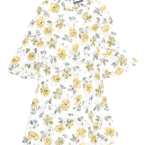 Marks & Spencer Floral Lace Dress, Size 14, Ivory